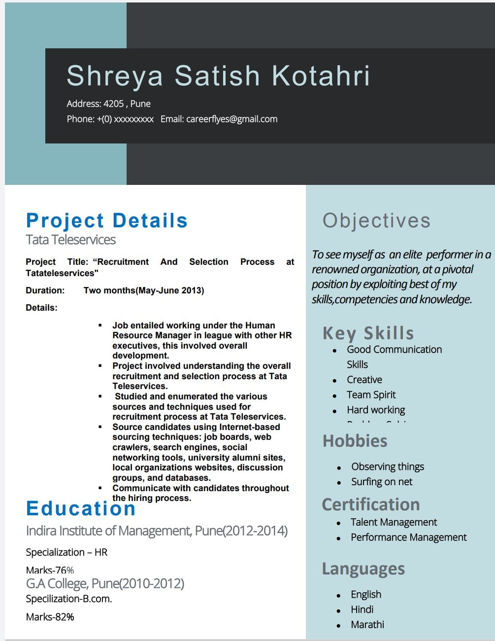 Must have CV format for Freshers - Overview » Career Flyes