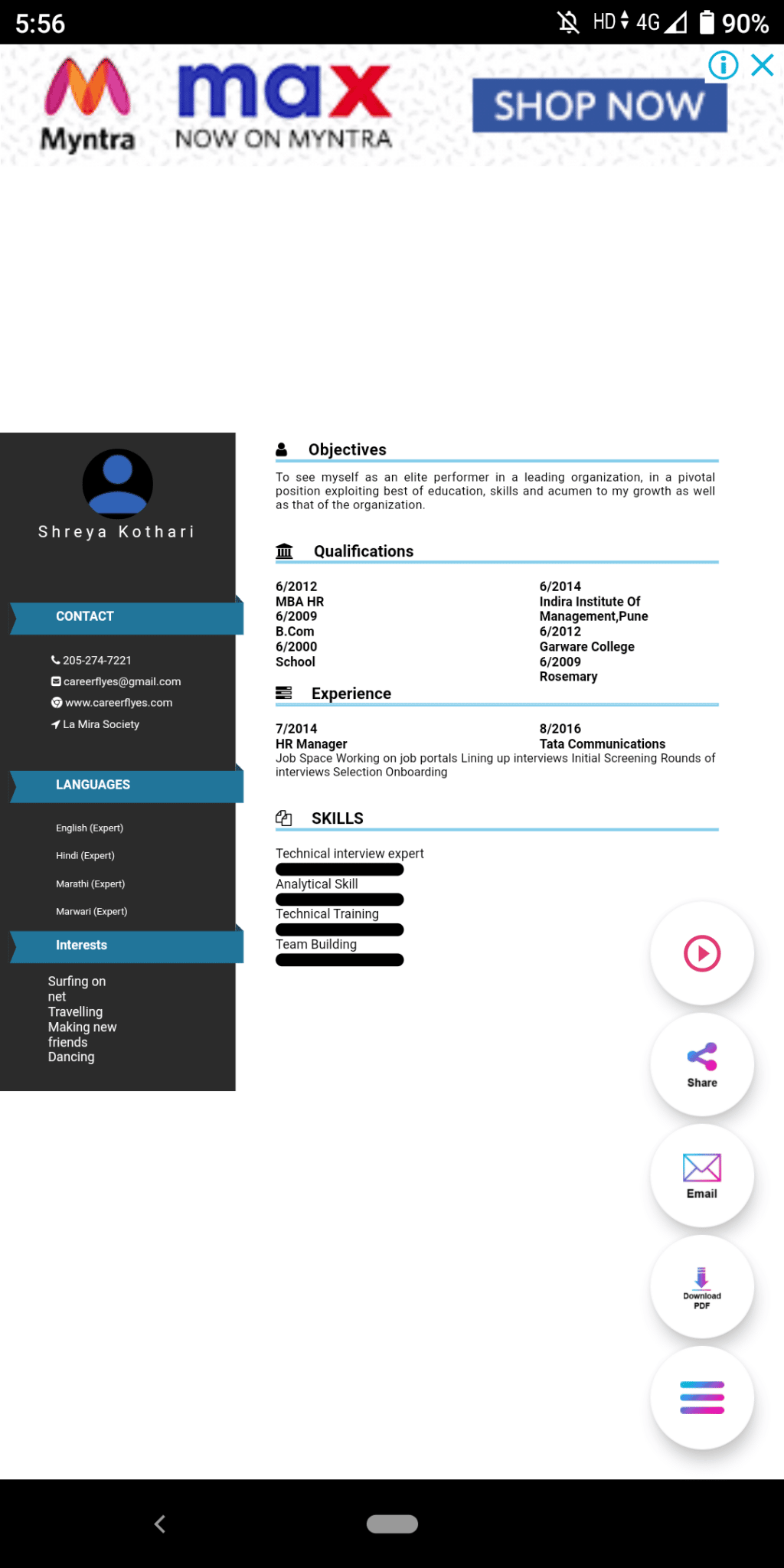 how to make resume on phone