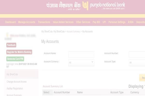 PNB net banking Login